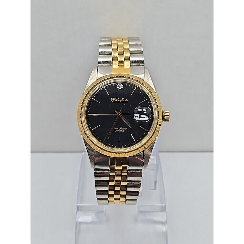 Dufonte Lucien Piccard Two Tone Quartz Watch Date Fluted Bezel Mens New Battery
